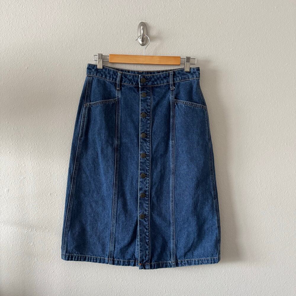 Old Navy Denim Jean Midi Skirt Buttons Sz 6